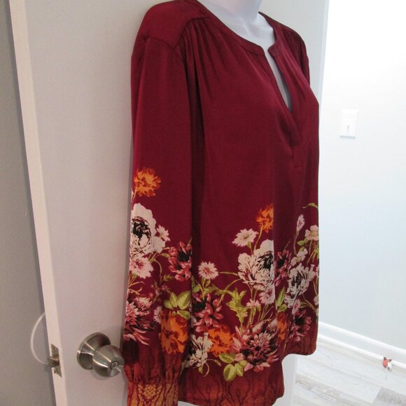 JM Collection Women's Printed Satin Split Neck Blouse XXL NWOT - Picture 4 of 8